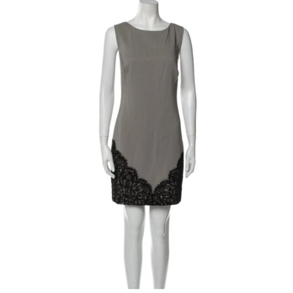 NWT Nicol Miller Collection Silk Lace Trim Scoop Neck Sheath Dress - Picture 1 of 15